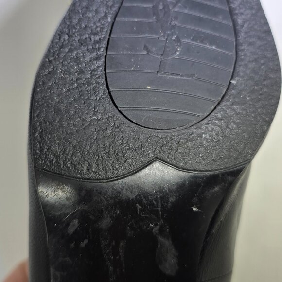 Yves Saint Laurent Black Leather Studded Bow Kitten Heel Pumps Size 6 - Picture 8 of 12